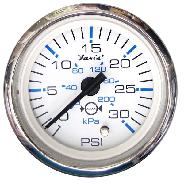 Faria Beede Instruments Chesapeake White SS 2" Water Pressure Gauge - 30 PSI 13812 - main